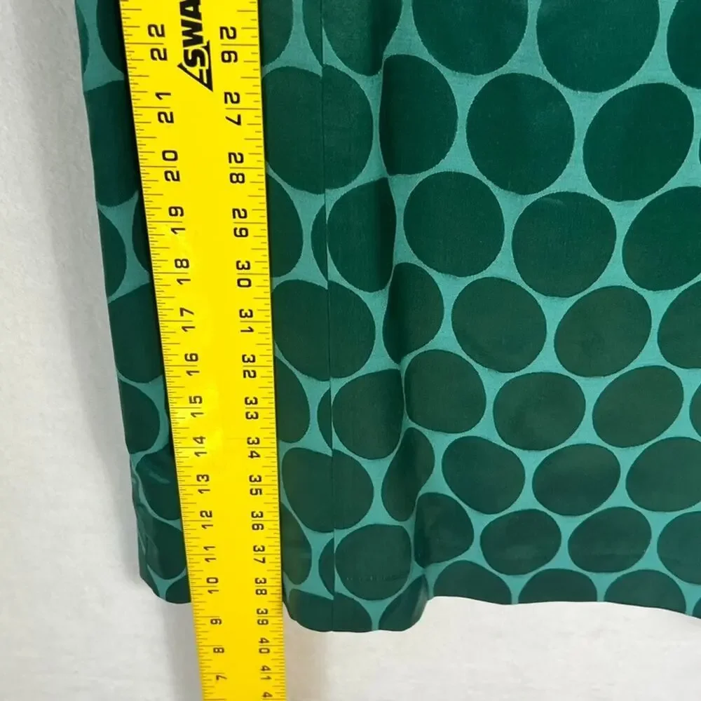 Banana Republic Dress Womens Size 10 Green Dotted Silky Sheath Wool Blend Midi